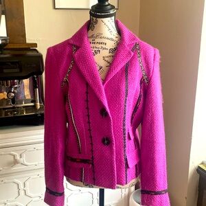 Canvasbacks fuchsia boucle jacket novelty ribbon trim size 8